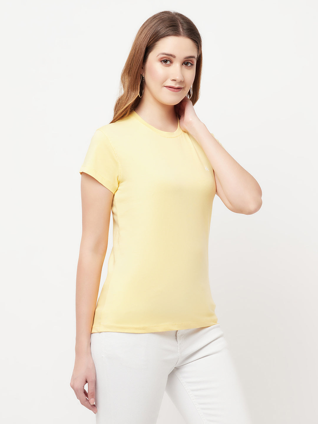 Yellow Round Neck T-Shirt - Women T-Shirts