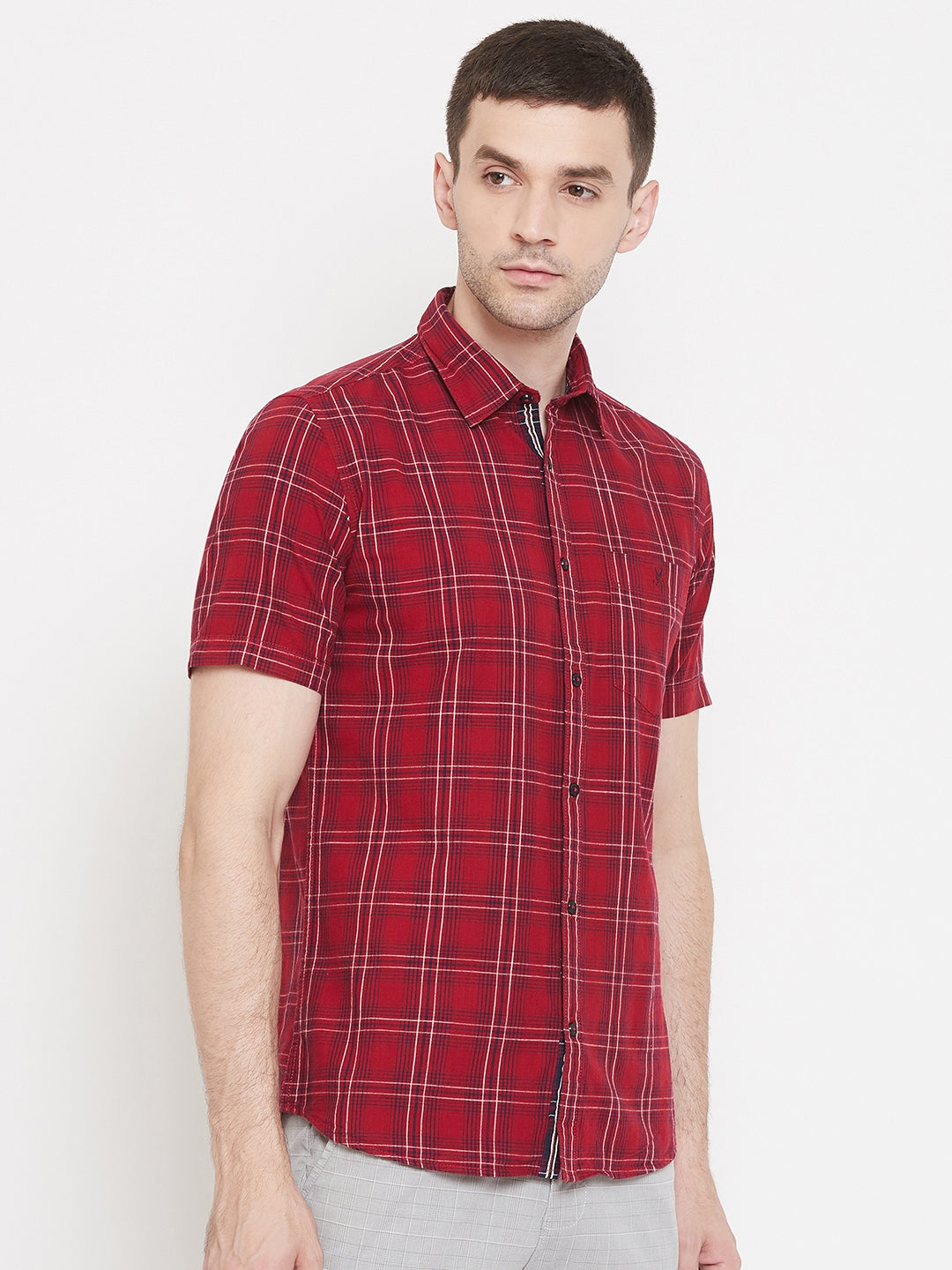 Red Checked shirt-Men Shirts-Crimsoune Club