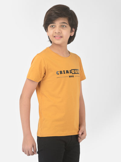 Mustard Printed Round Neck T-shirt - Boys T-Shirts