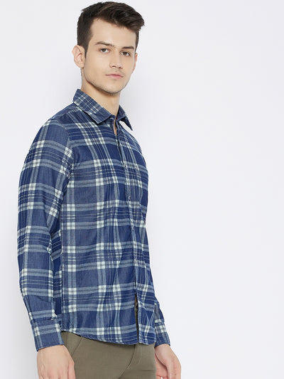 Blue Checked Slim Fit shirt - Men Shirts
