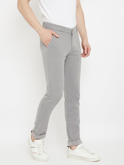Grey Slim Fit Trousers - Men Trousers