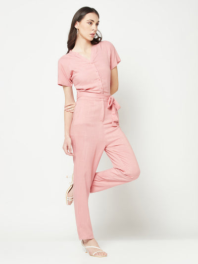  Salmon V-Neck Jumpsuit