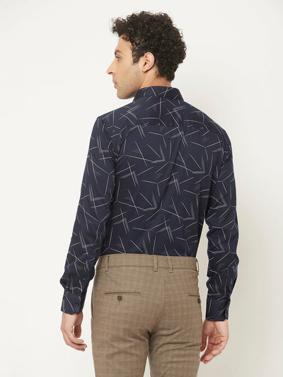   Navy Blue Abstract Print Shirt