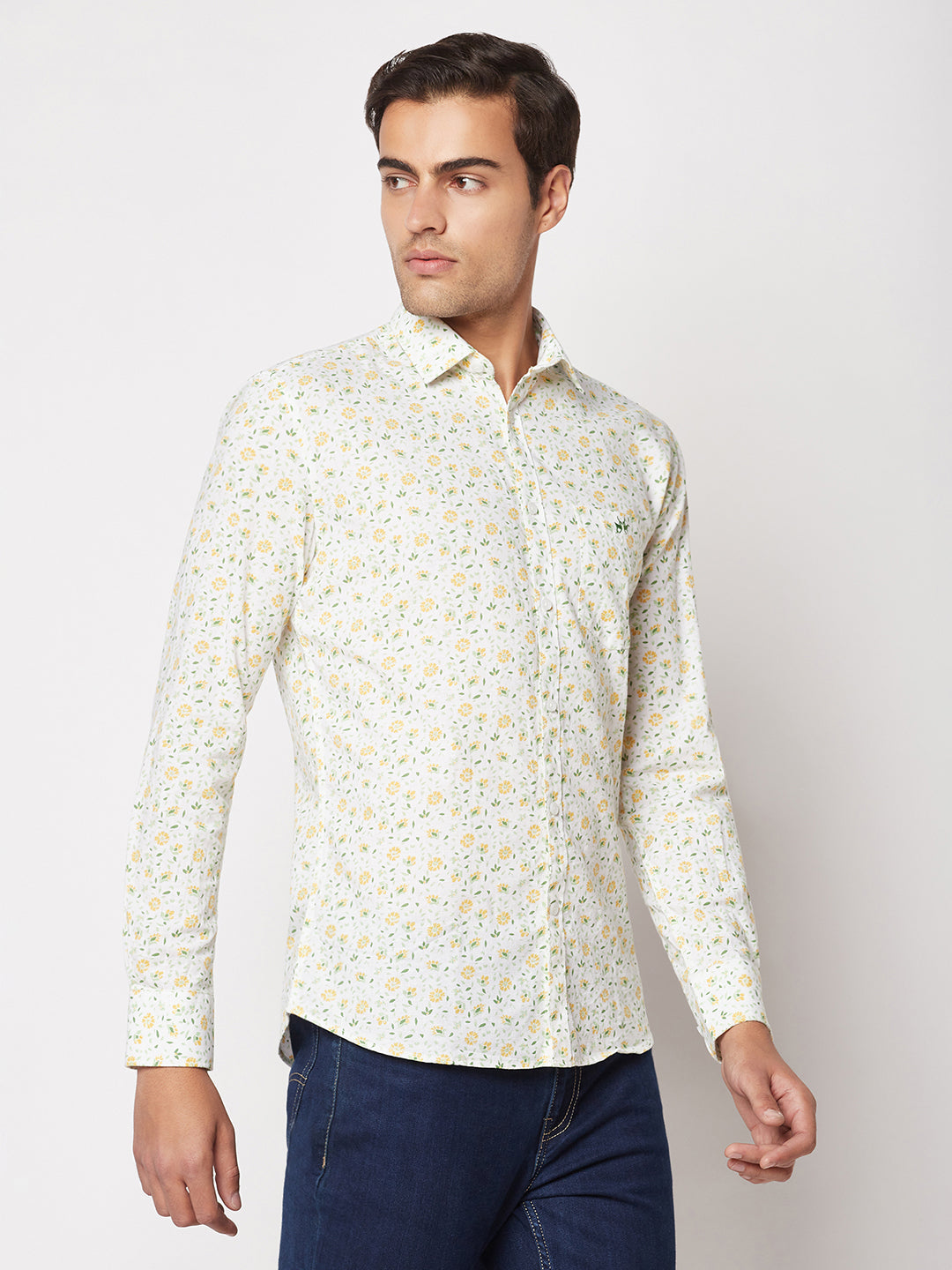  Floral-Print Cotton Shirt