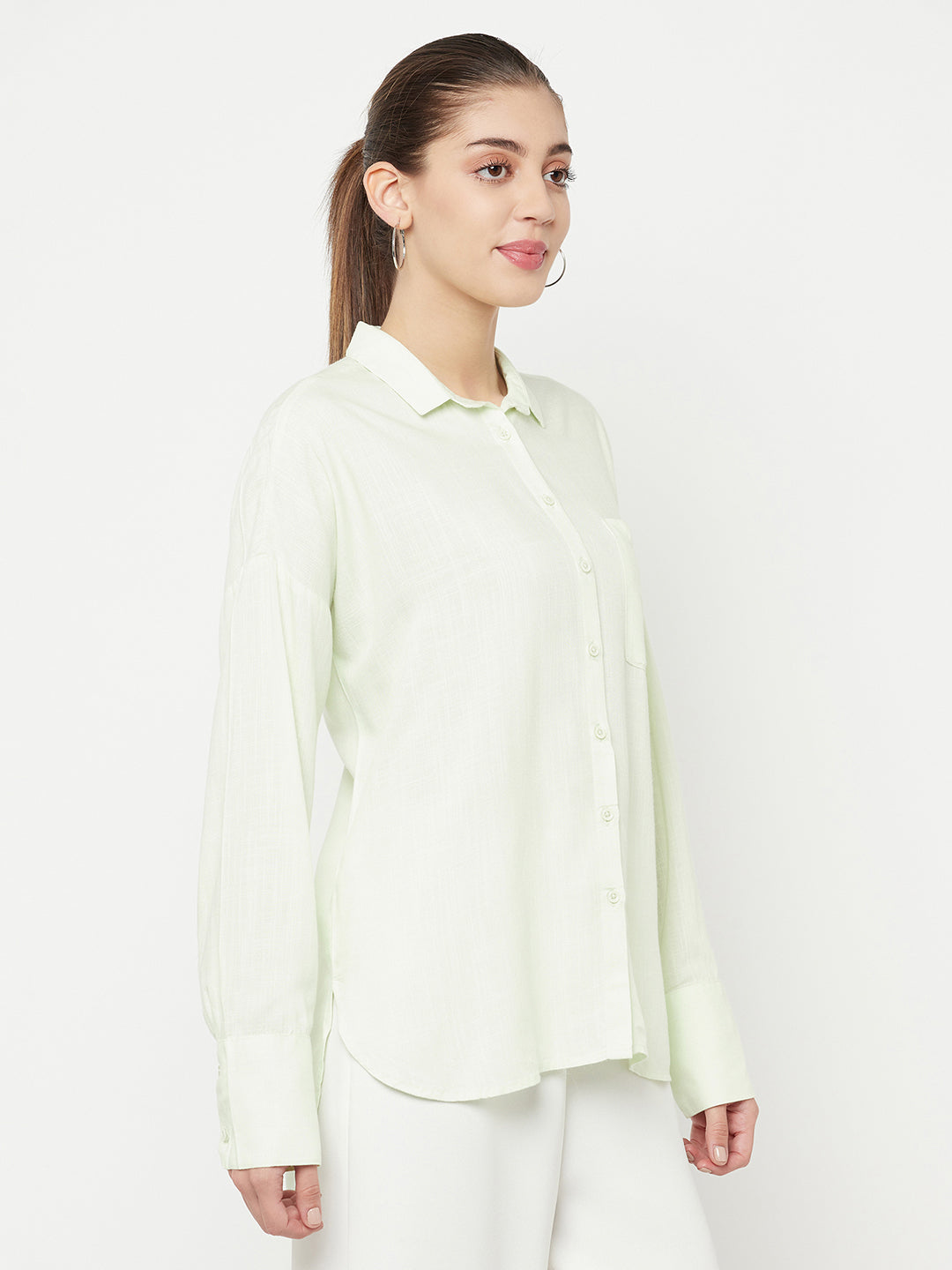 Light Green Long Sleeves Shirt - Women Shirts