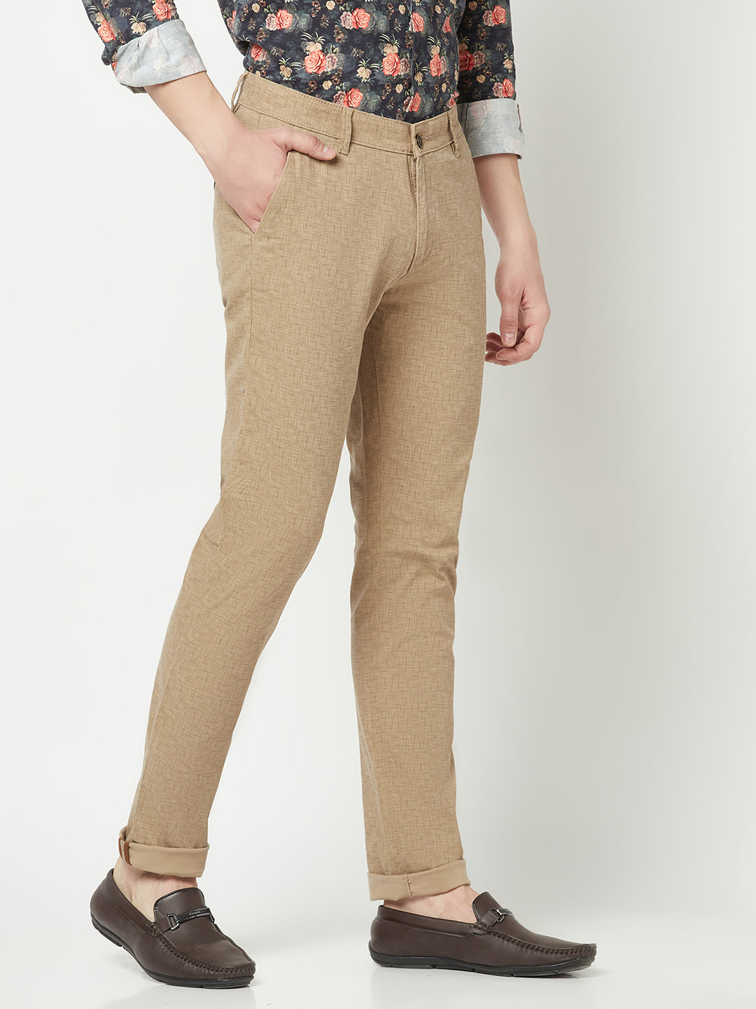  Light Fawn Textured Trousers