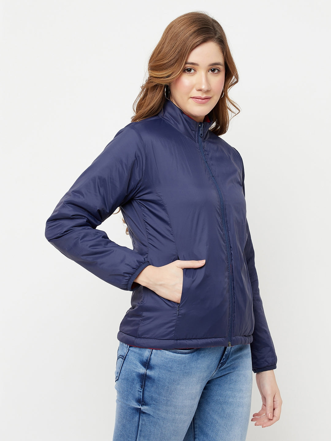 Red Reversible Padded Jacket - Women Jackets