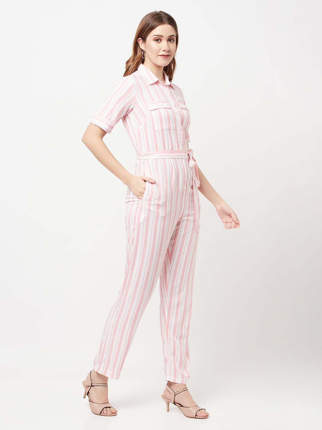 Pink Striped Jumpsuit - Women Jumpsuits