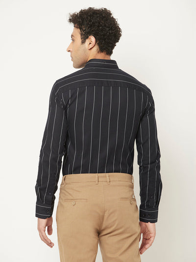   Navy Blue Shirt in Stripes 