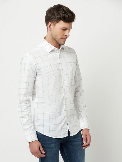White Checked Shirt-Men Shirts-Crimsoune Club