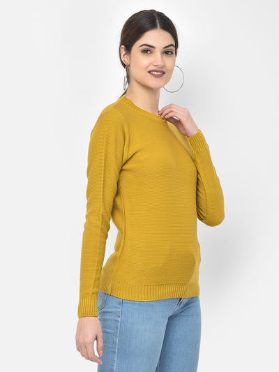 Mustard Round Neck Sweater - Women Sweaters