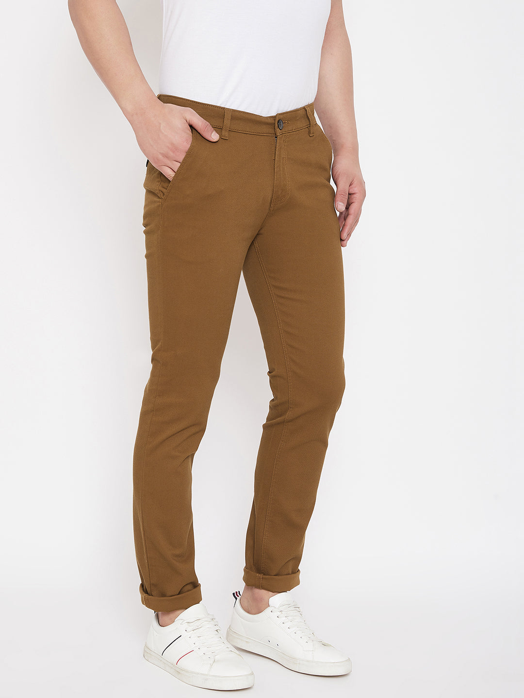 Brown Slim Fit Trousers - Men Trousers