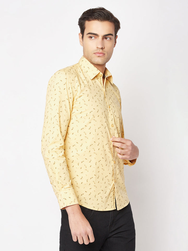  Lime Yellow Floral Print Shirt