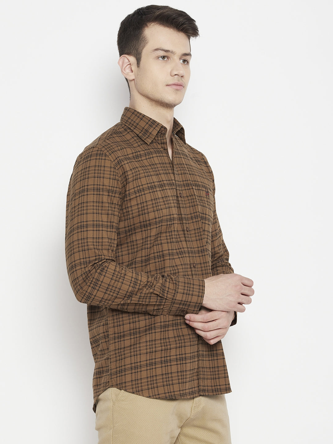 Brown Checked Slim Fit shirt - Men Shirts