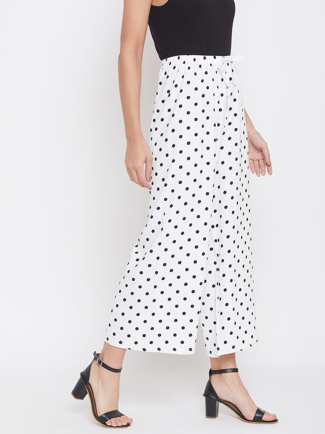 Polka Dots Flared Culottes - Women Trousers