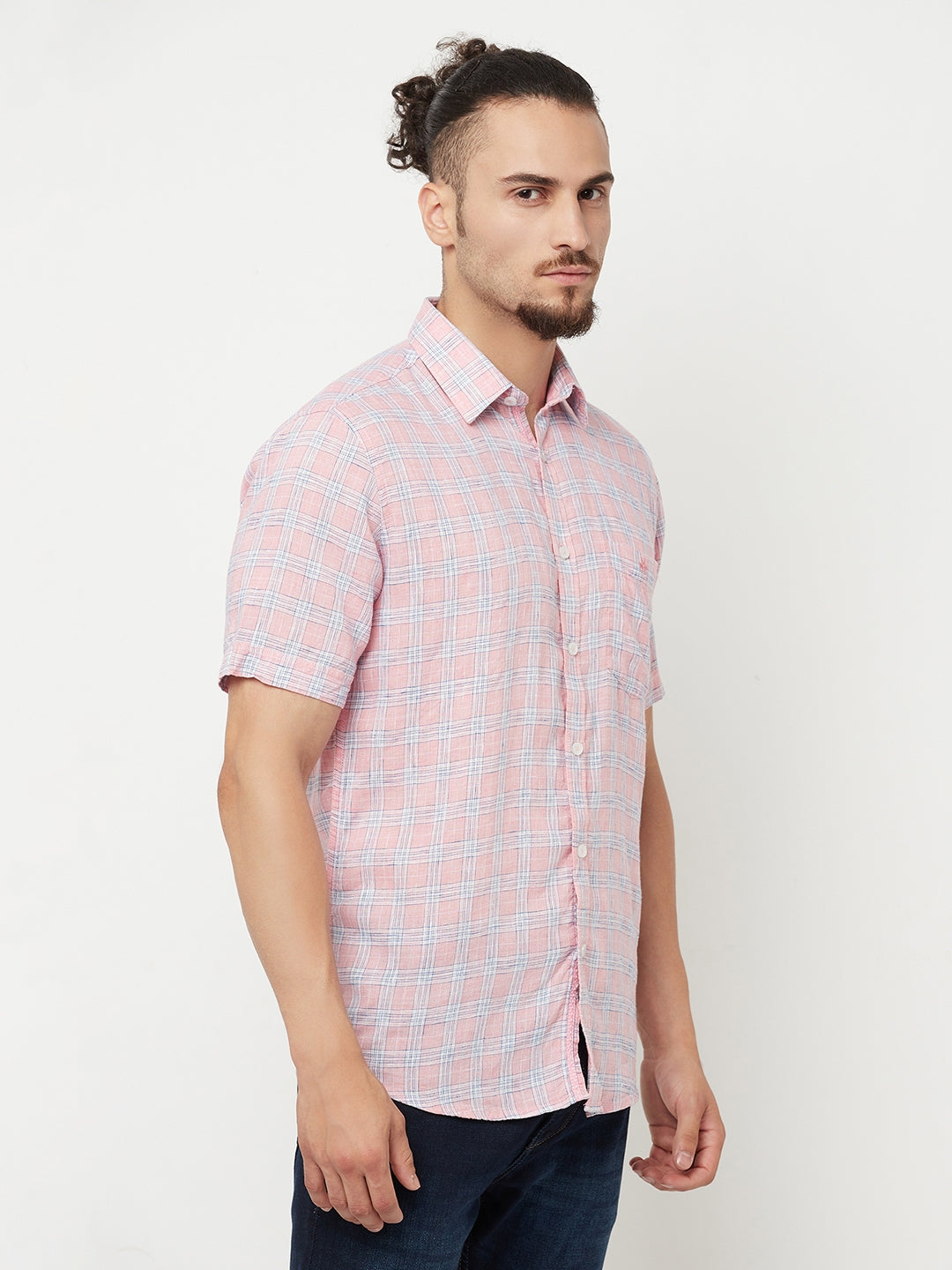 Pink Checked Casual Shirt - Men Shirts