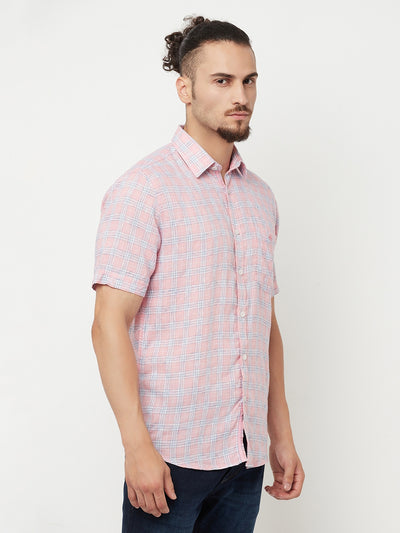 Pink Checked Casual Shirt - Men Shirts