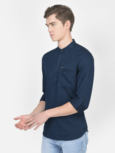 Shirt-Style Denim Kurta