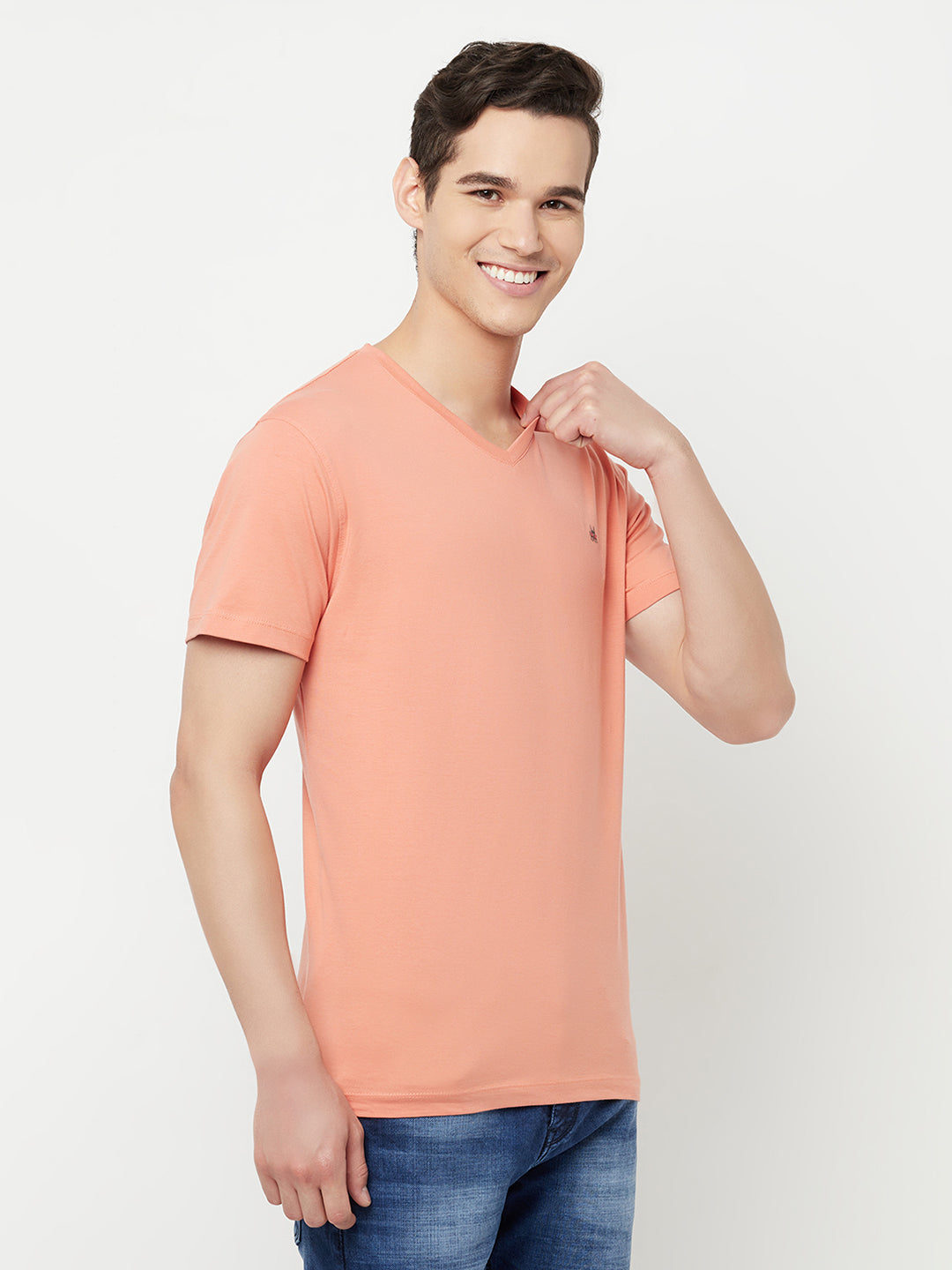 Peach V-Neck T-Shirt - Men T-Shirts