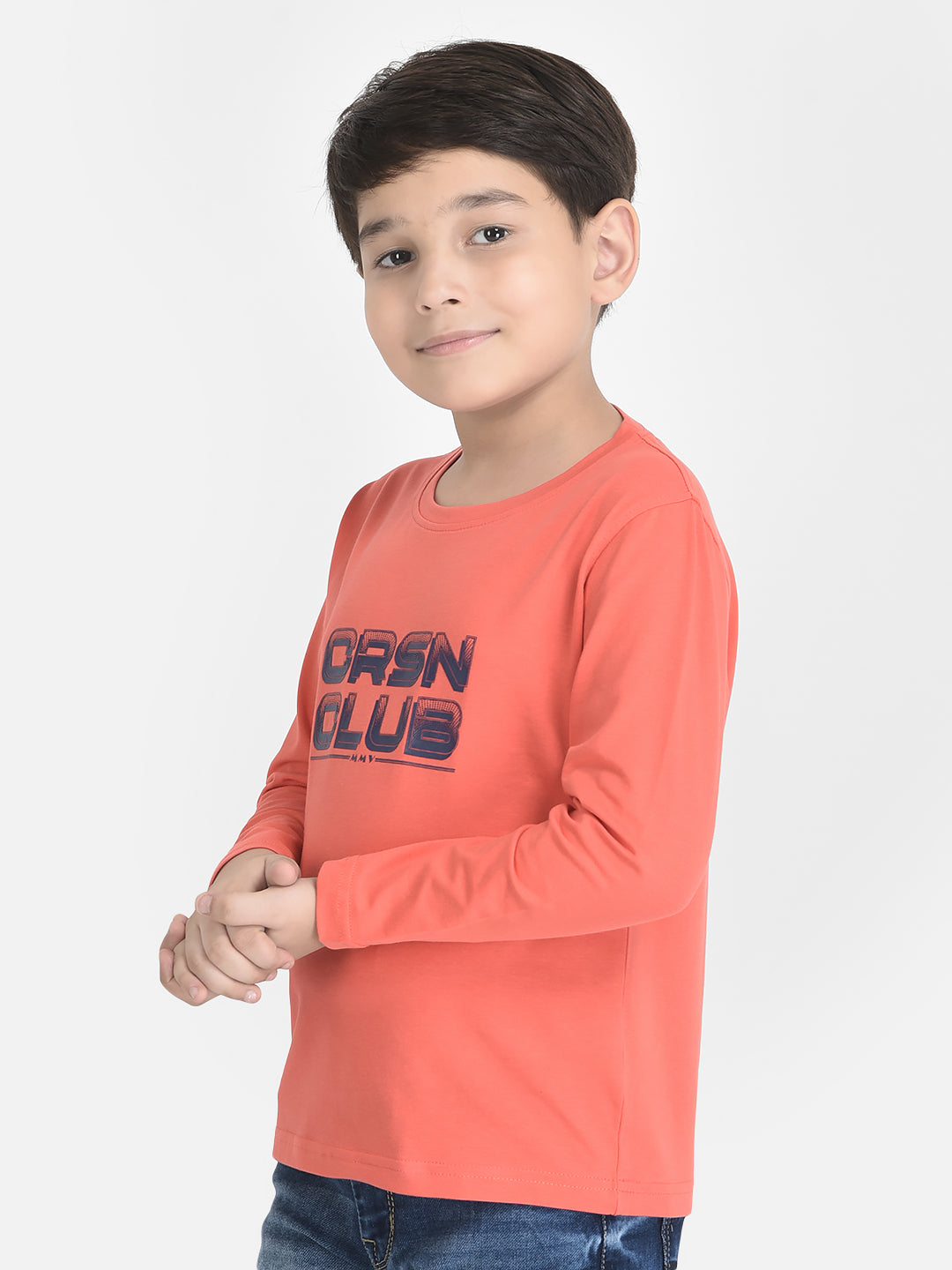 Coral Pink Typographic T-Shirt-Boys T-Shirts-Crimsoune Club