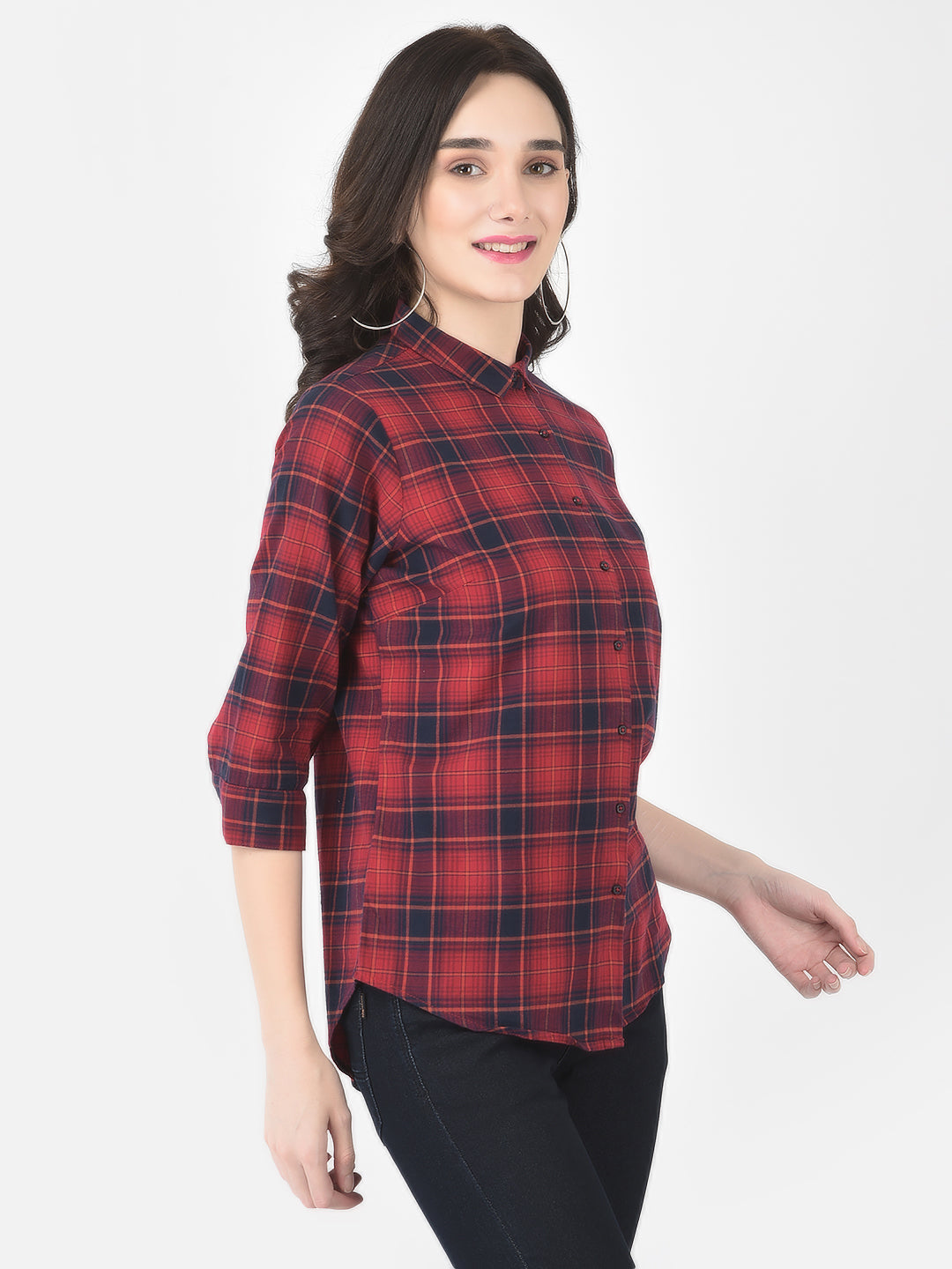 Red Checked Shirt - Women Shirts