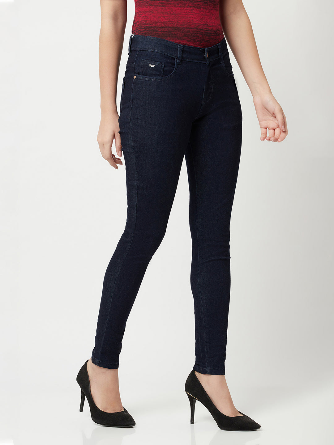 Navy Blue Super Skinny Jeans-Women Jeans-Crimsoune Club