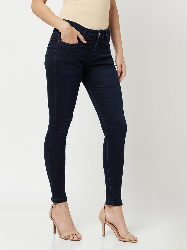 Navy Blue Jeans-Women Jeans-Crimsoune Club
