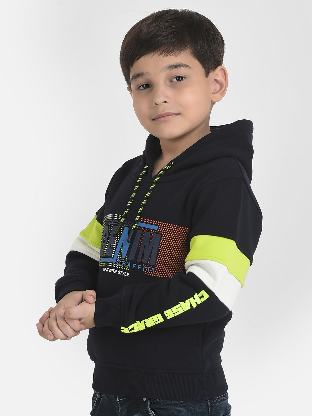 Navy Blue Graphic Sweatshirt-Boys Sweatshirts-Crimsoune Club