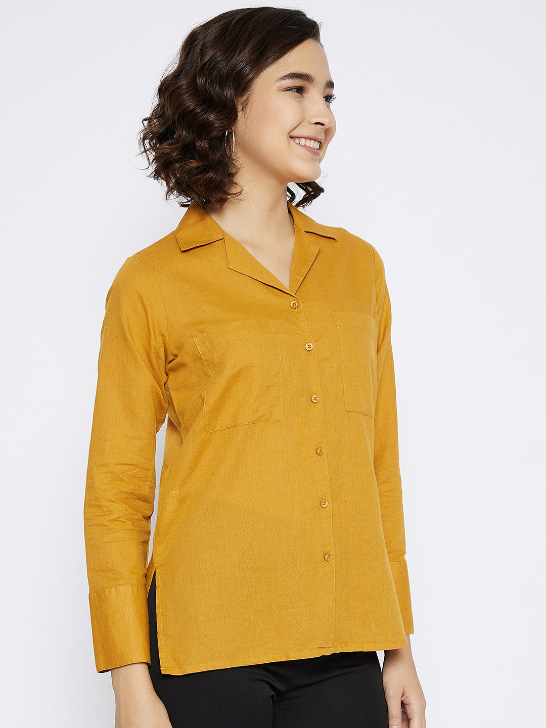 Mustard Slim Fit shirt - Women Shirts