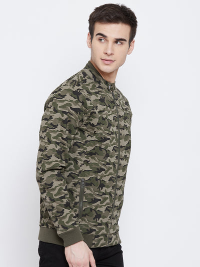 Olive Camouflage Mandarin Collar Jackets-Mens Jacket-Crimsoune Club