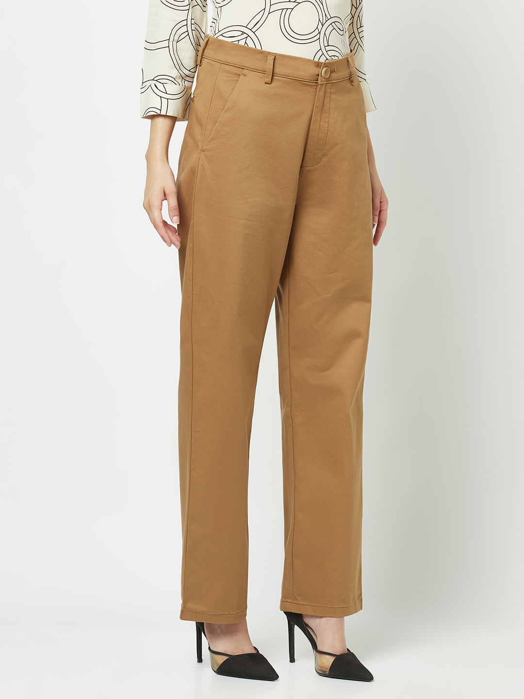 Dark Khaki Straight-Fit Trousers