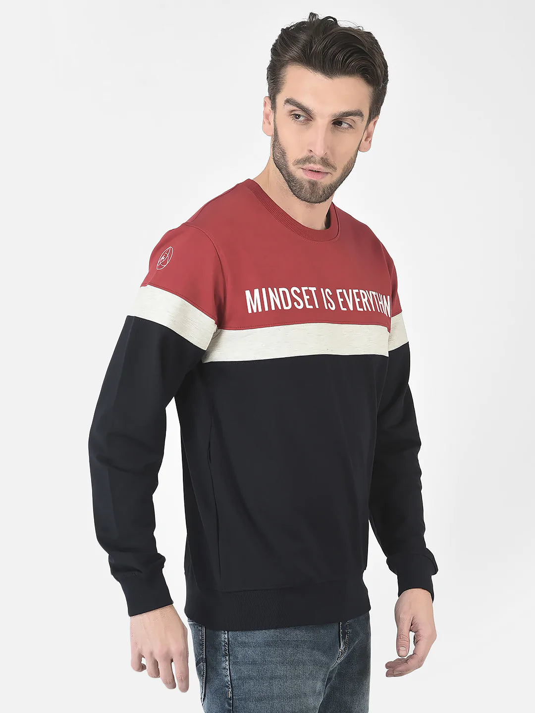  Red Colour-Blocked Mindset Sweatshirt