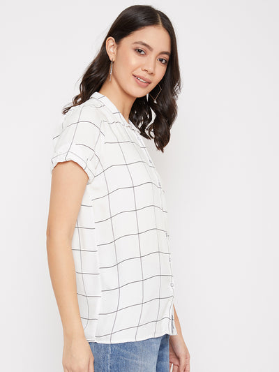 White and Black Checked Shirt - Women Shirts