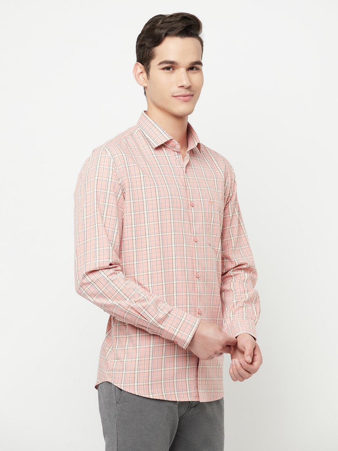Pink Checked Shirt - Men Shirts