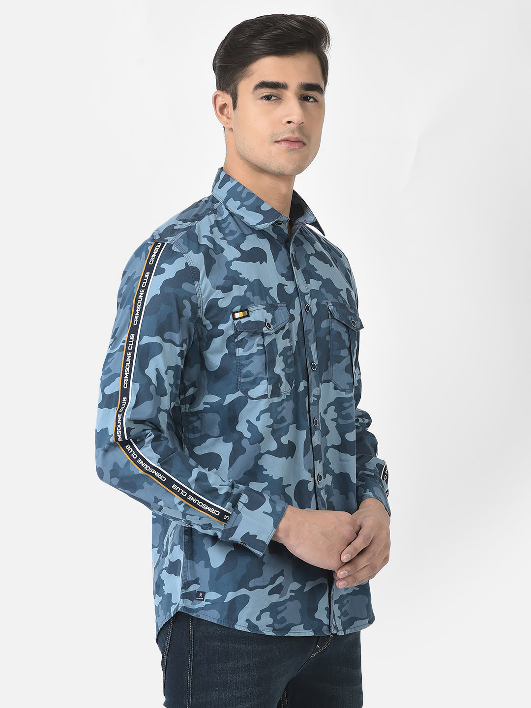  Shirt in Blue Camouflage Print 