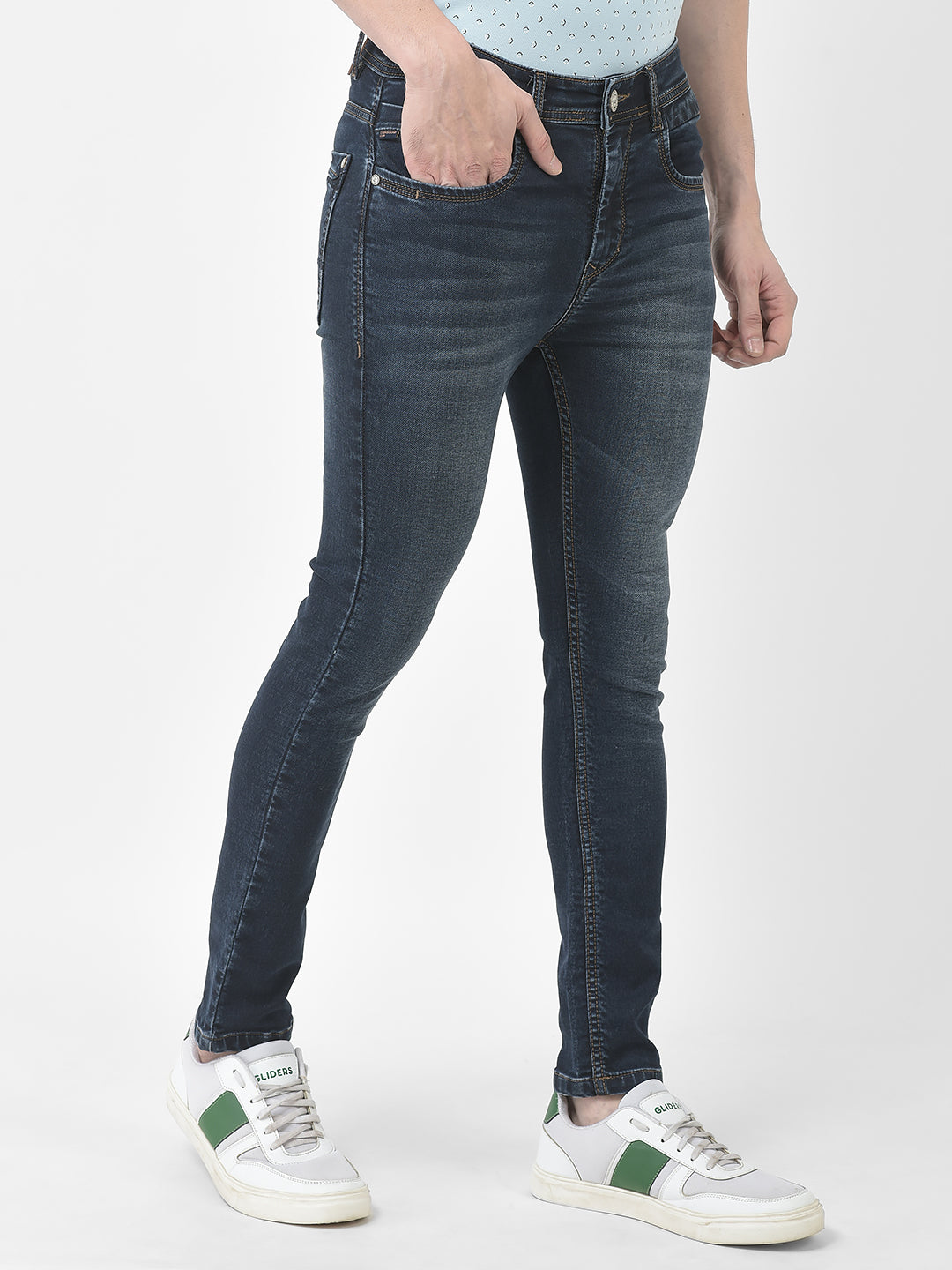  Stone-Wash Dark Blue Denims