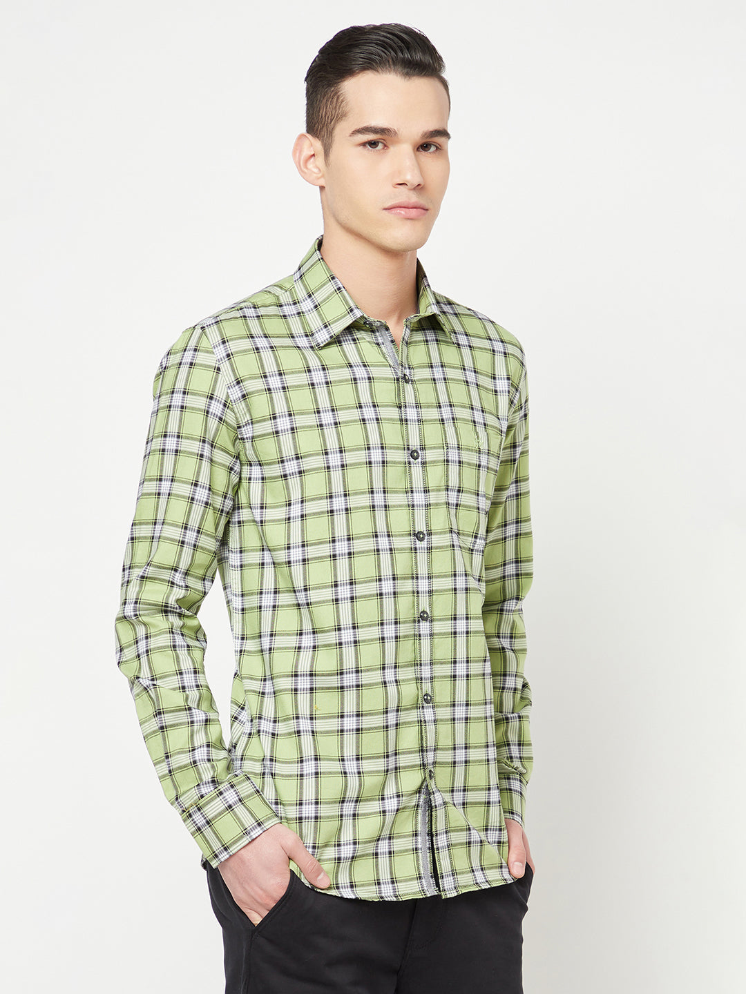 Green Checked Shirt - Men Shirts