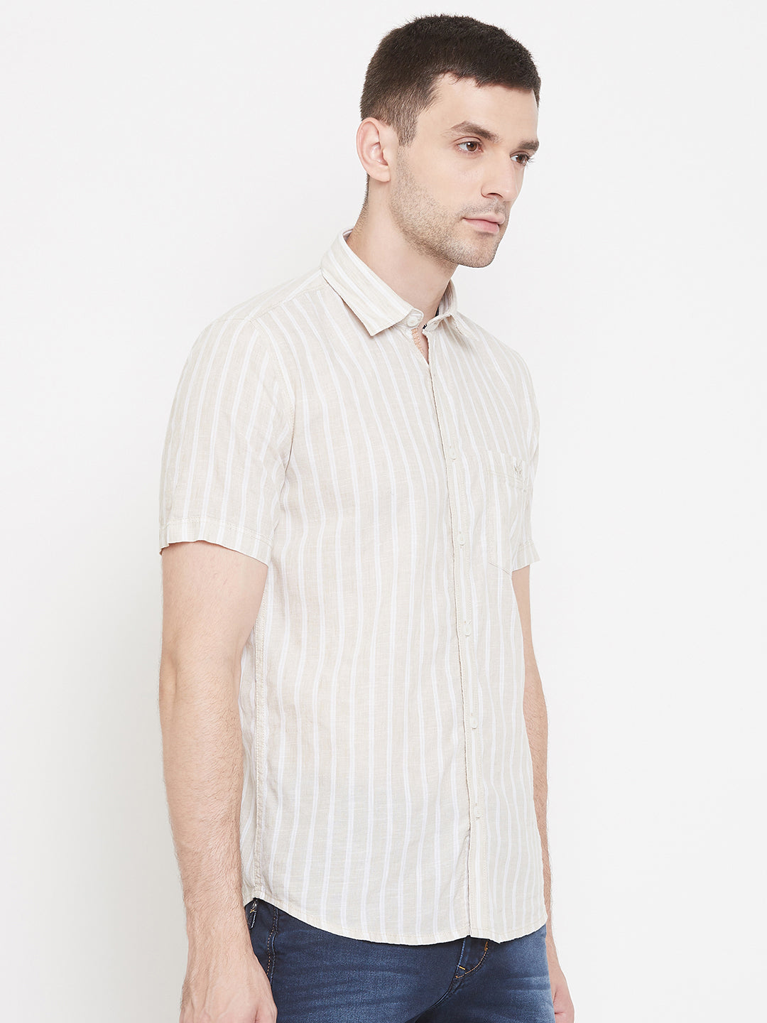 Beige striped shirt - Men Shirts