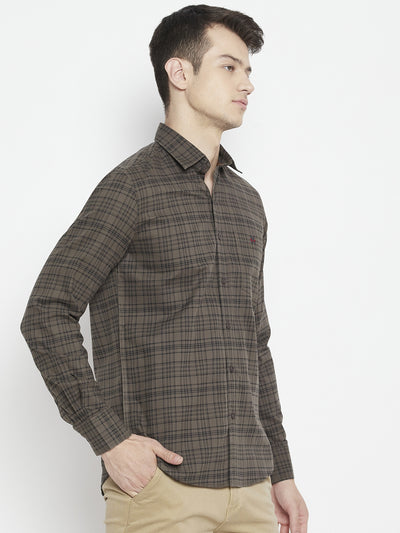 Brown Checked Slim Fit shirt - Men Shirts