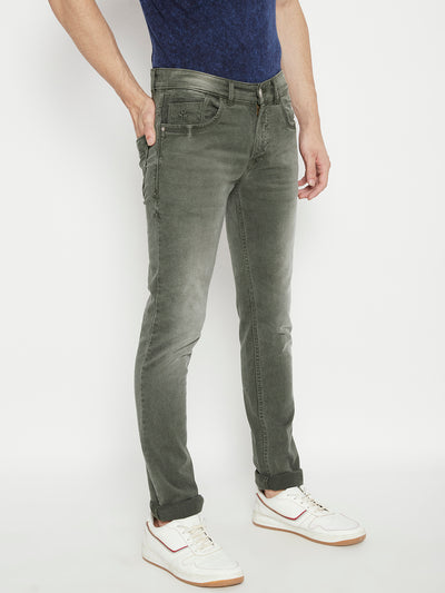 Olive Slim Fit Jeans - Men Jeans