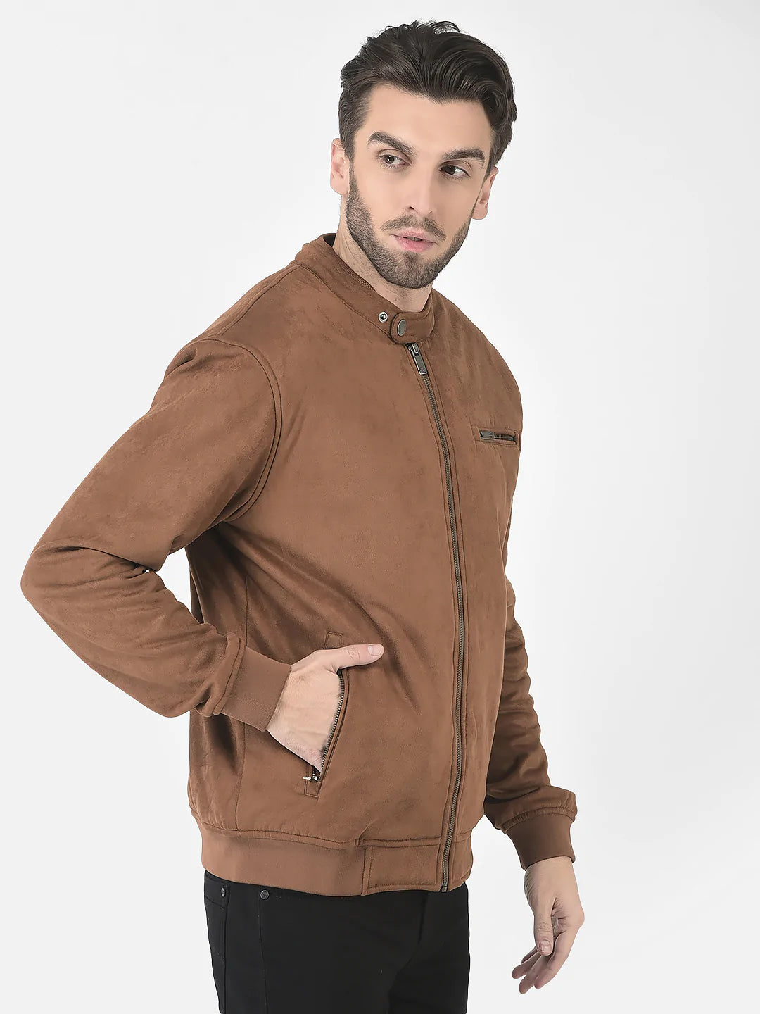  Dark Tan Faux Leather Jacket 