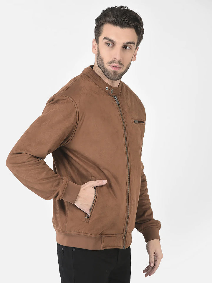  Dark Tan Faux Leather Jacket 