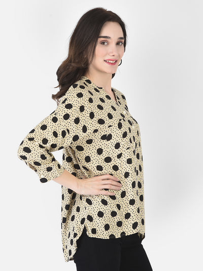 Beige Polka Dotted Shirt - Women Shirts
