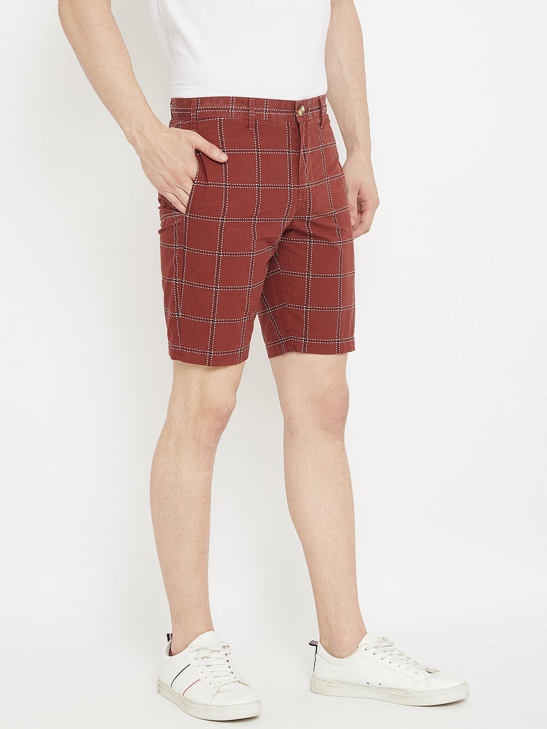 Maroon Checked shorts - Men Shorts
