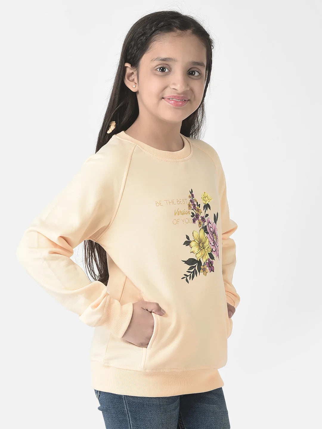  Peach Floral Sweatshirt