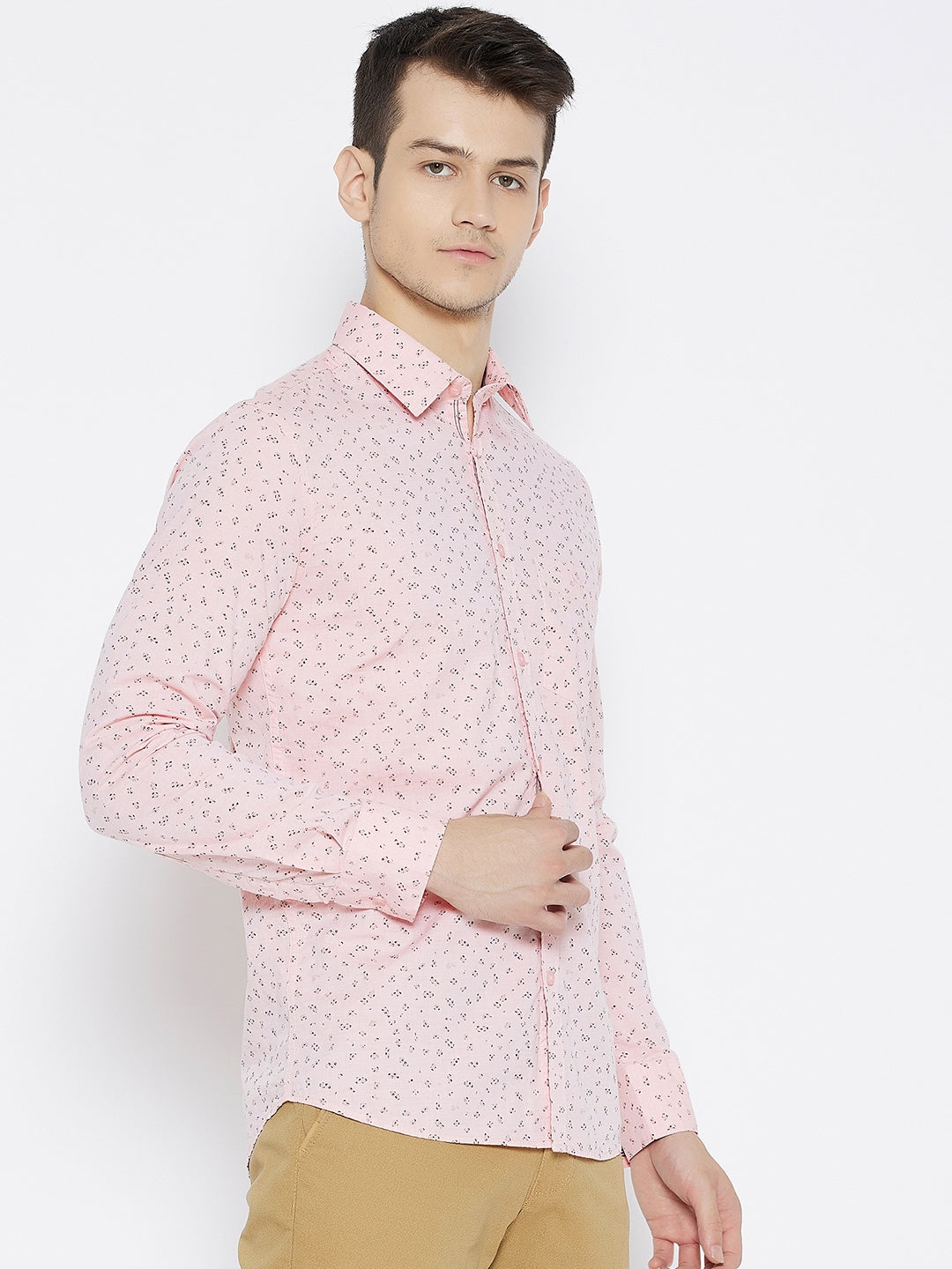 Pink Printed Slim Fit shirt - Men Shirts