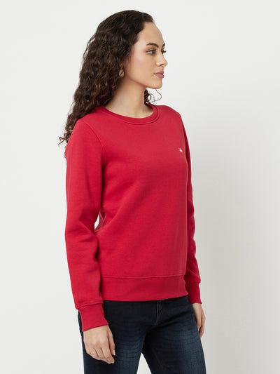 Red Sweatshirt-Women Sweatshirts-Crimsoune Club