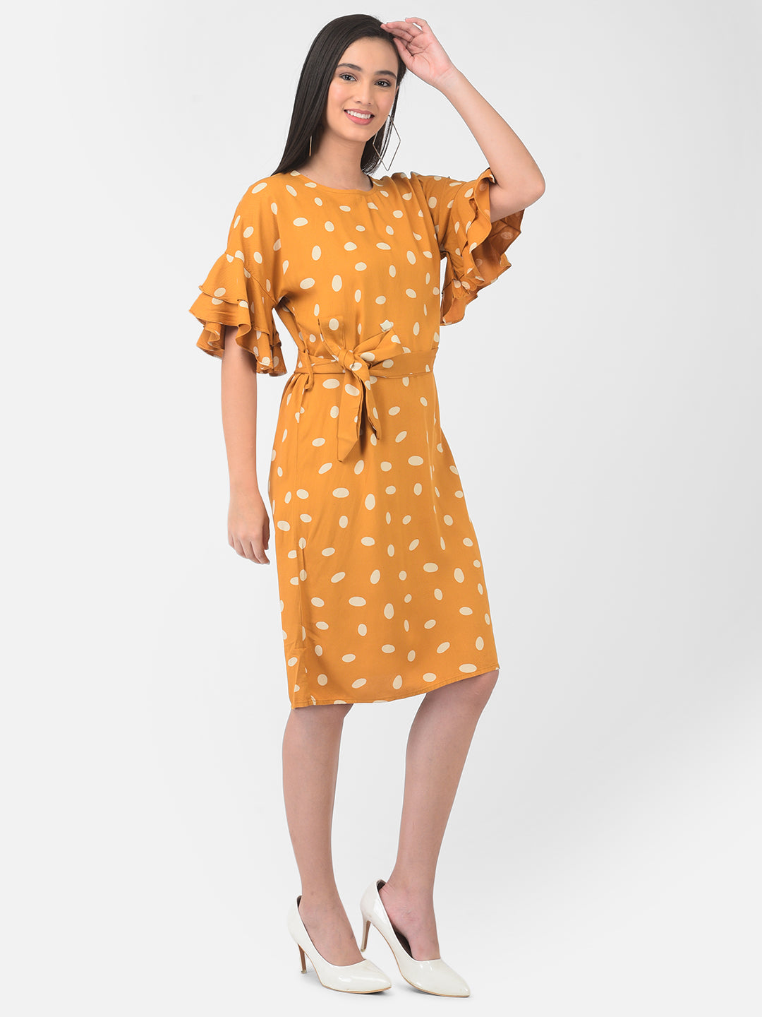 Orange Polka Dot Dress - Women Dresses