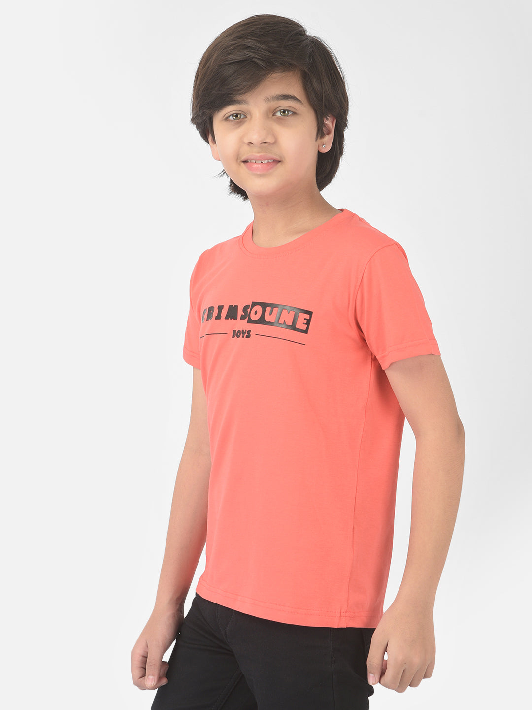 Pink Printed Round Neck T-shirt - Boys T-Shirts