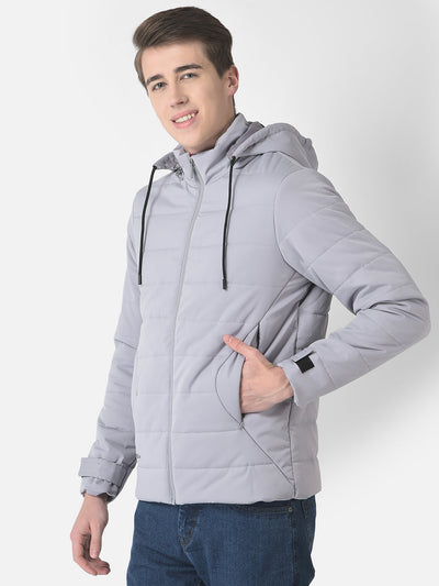  Light Grey Detachable-Hood Jacket